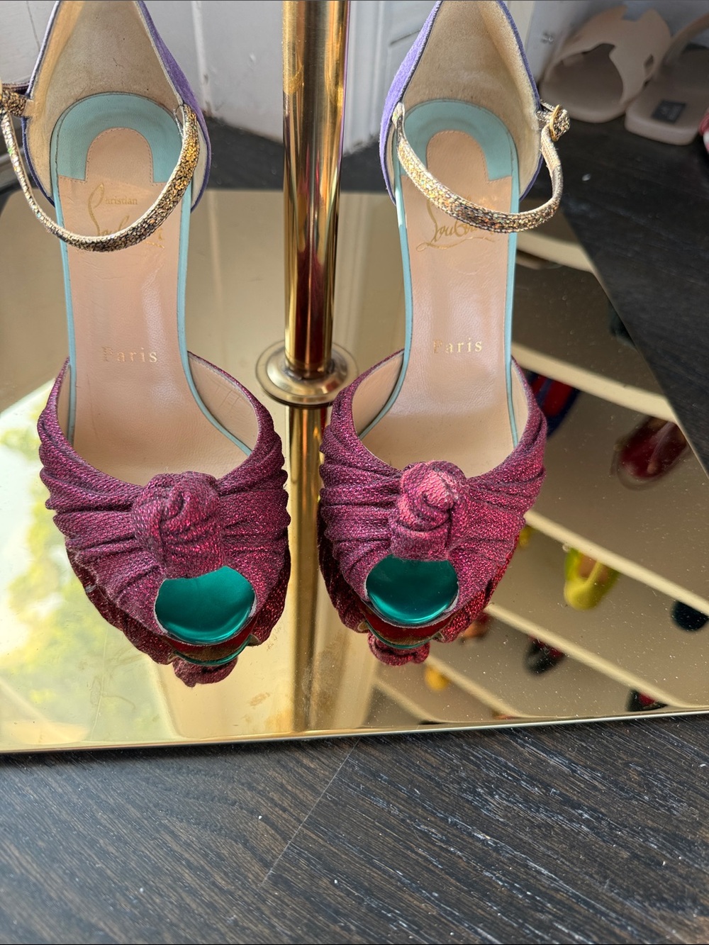 Christian Louboutin purple knot heels